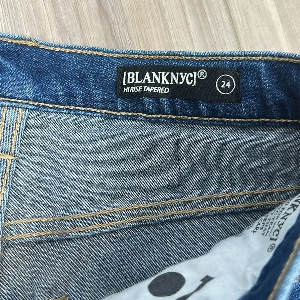 Blank NYC high rise tapered embroidered pom pom jeans size 24